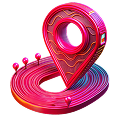 a pink map pointer with a round hole